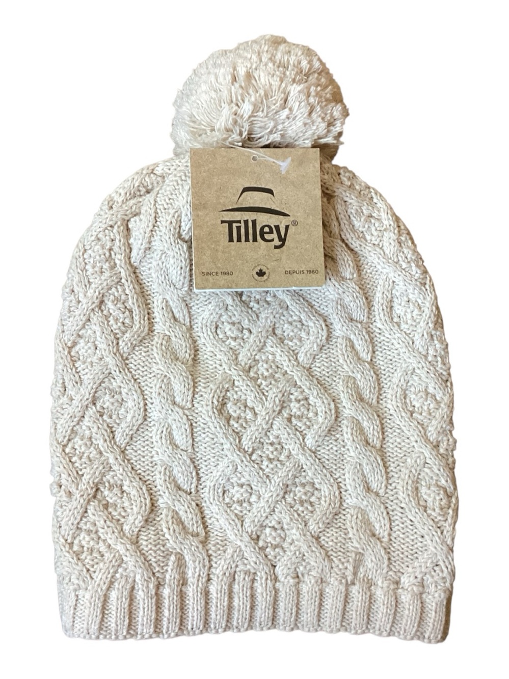 Tilley Canada Cable Knit Ivory Beanie NWT One Size